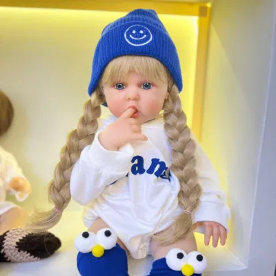 Bambola per bambina rinata con corpo in silicone morbido e pieno, 55 cm, 22 pollici, capelli lunghi realistici, principessa realistica, regalo di compleanno per bebe
