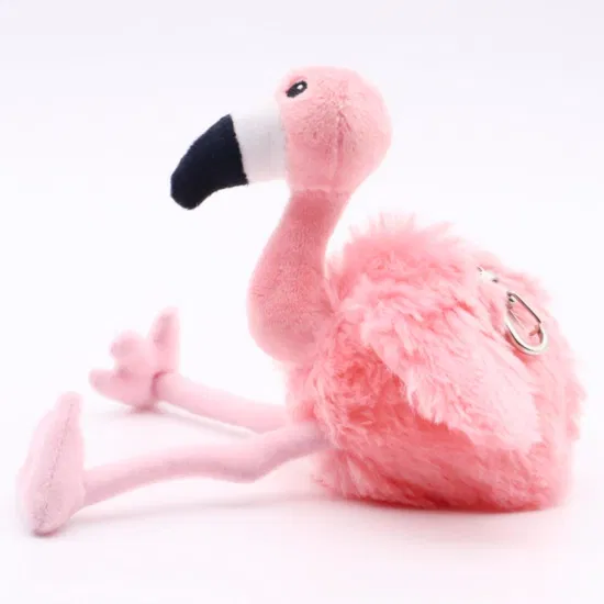 Portachiavi animali realistici all'ingrosso di peluche Zaino Clip Flamingo Pink Birds Portachiavi Portachiavi per borsa 12cm Portachiavi farcito morbido