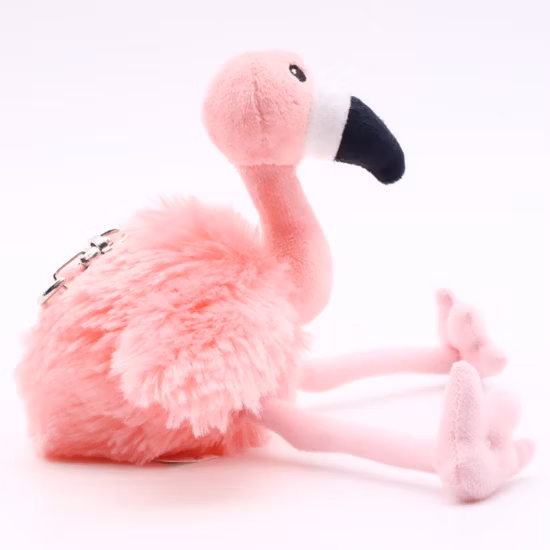 Portachiavi animali realistici all'ingrosso di peluche Zaino Clip Flamingo Pink Birds Portachiavi Portachiavi per borsa 12cm Portachiavi farcito morbido